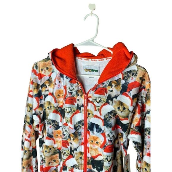 Tipsy Elves Meowy Catmus Unisex Holiday Christmas Jumpsuit One Piece Sz Small - Picture 4 of 7